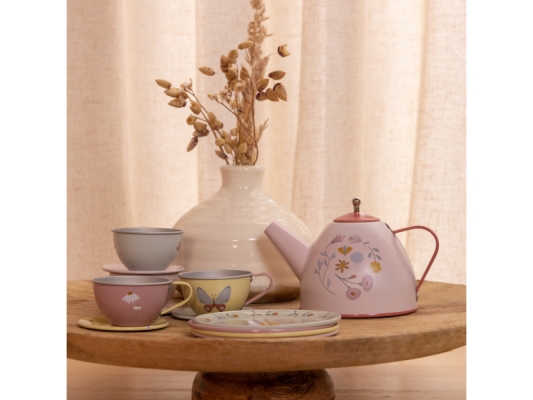 Kovový čajový set Kvety