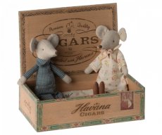 Myšky babka a dedko v krabici na cigary