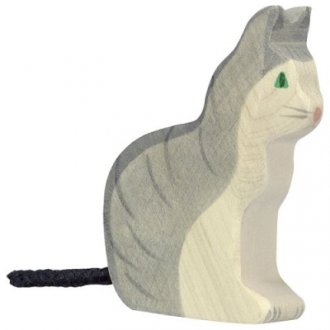 Drevená postavička Sediaca mačka